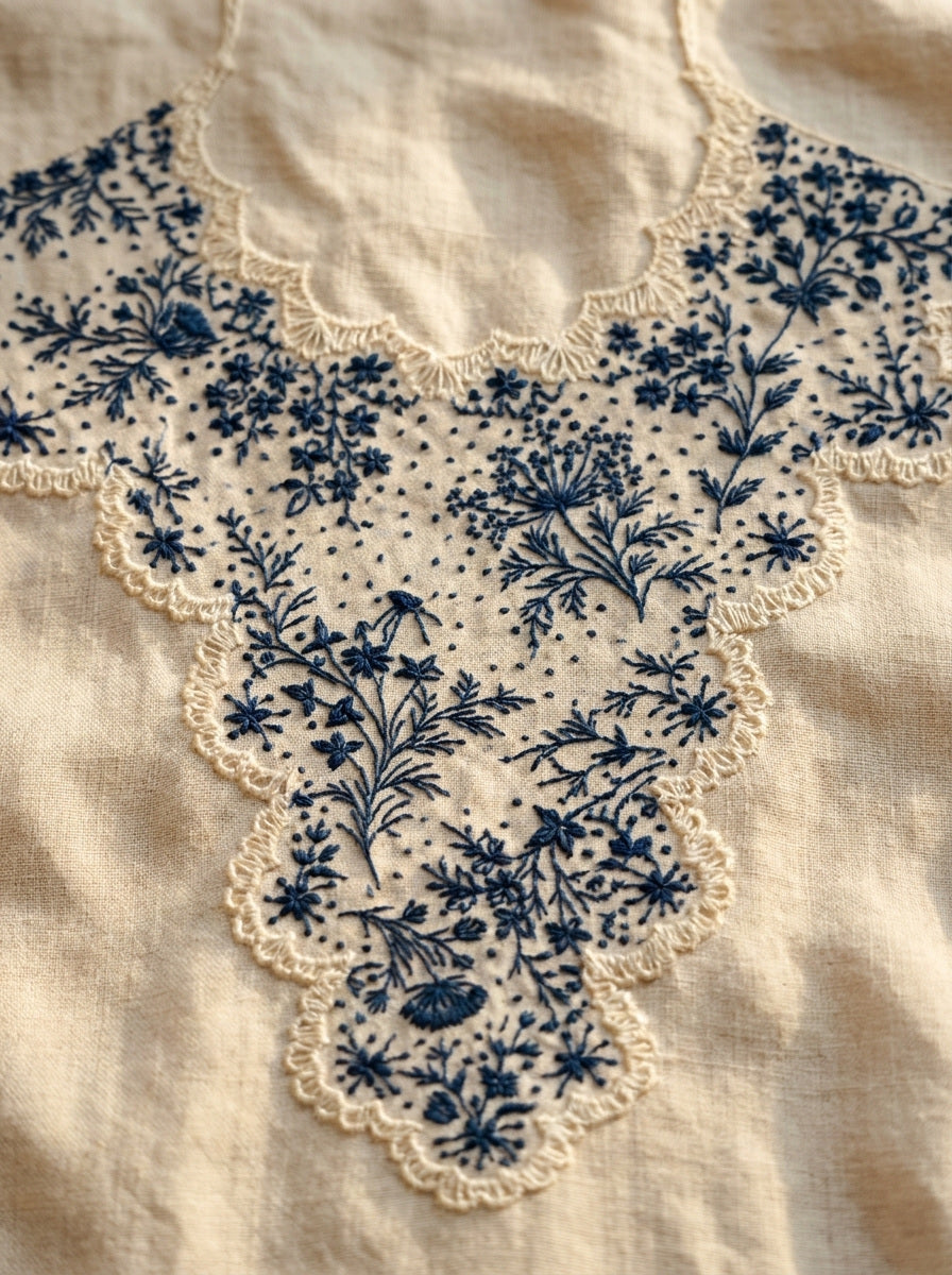 Lace Inspired Floral Collar from Necklines & Collars Embroidery Book 2, a digital embroidery design reference for machine embroidery designs, embroidery patterns and lace and broderie details.