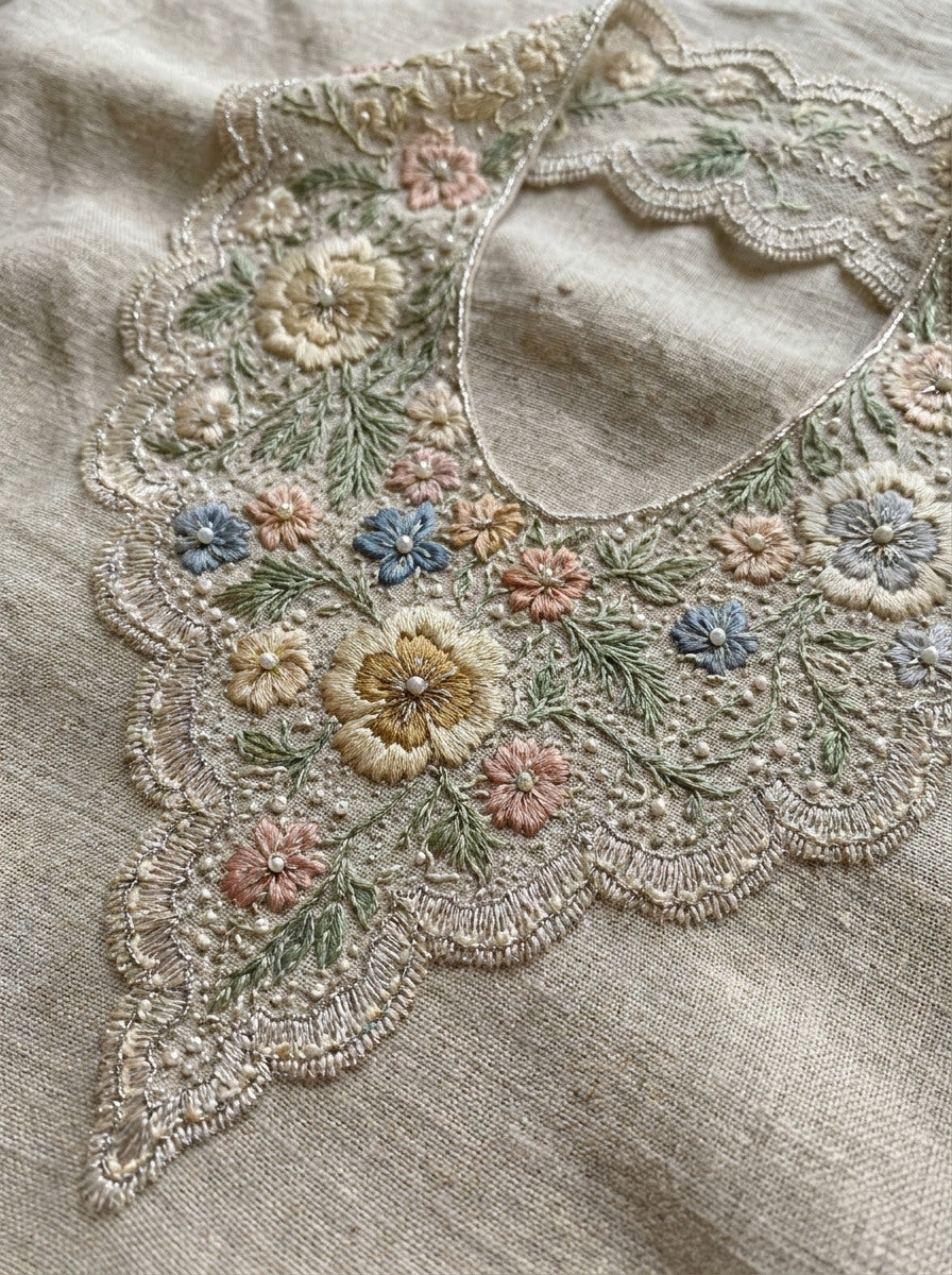 Lace Inspired Floral Collar from Necklines & Collars Embroidery Book 3, a digital embroidery design reference for machine embroidery designs, embroidery patterns and lace and broderie details.