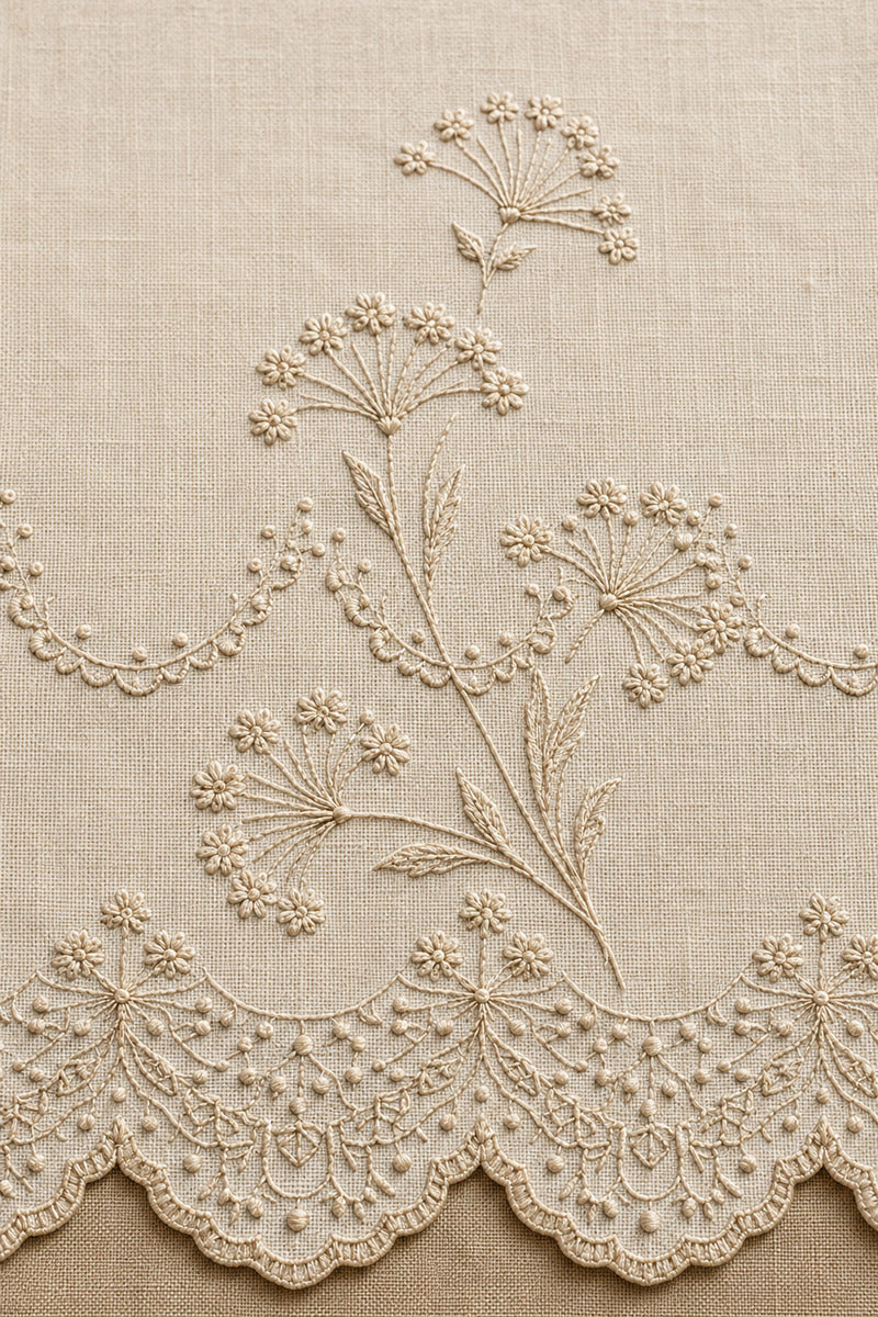 Lace Table Linen Border 02 from Napkins, Table Runners & Kitchen Linens Book 4, a digital embroidery design reference for machine embroidery designs, embroidery patterns and border and edge embroidery.