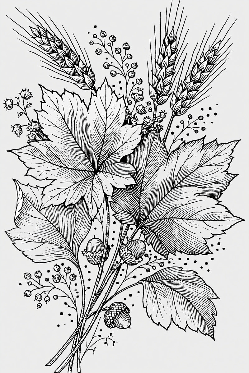 Large Autumn Botanical Motif Jumbo from Jumbo - Large Scale Designs Book 1, a digital embroidery design reference for machine embroidery designs, embroidery patterns and botanical and floral embroidery.