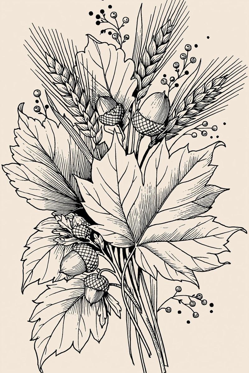 Large Autumn Botanical Motif Jumbo from Jumbo - Large Scale Designs Book 2, a digital embroidery design reference for machine embroidery designs, embroidery patterns and botanical and floral embroidery.