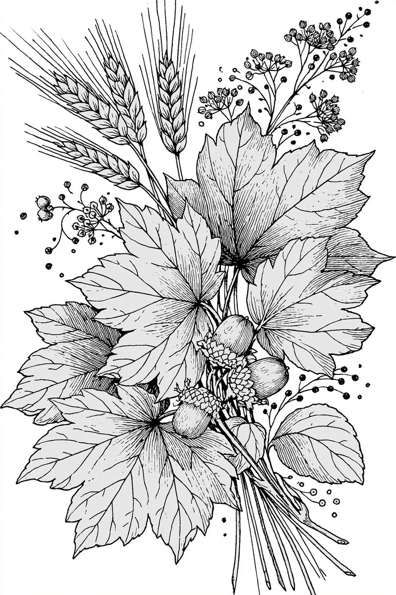Large Autumn Botanical Motif Jumbo from Jumbo - Large Scale Designs Book 3, a digital embroidery design reference for machine embroidery designs, embroidery patterns and botanical and floral embroidery.