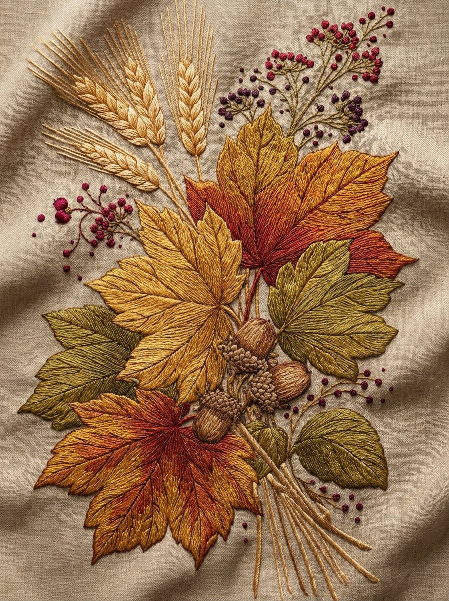 Large Autumn Botanical Motif Jumbo from Jumbo - Large Scale Designs Book 3, a digital embroidery design reference for machine embroidery designs, embroidery patterns and botanical and floral embroidery.