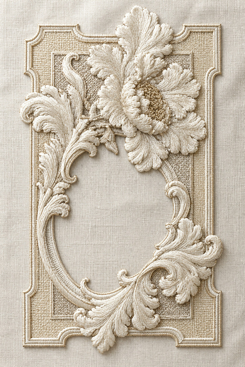 Large Colbert Heritage Frame 02 from Colbert Embroidery Studies Book 3, a digital embroidery design reference for machine embroidery designs, embroidery patterns and frames and monogram spaces.