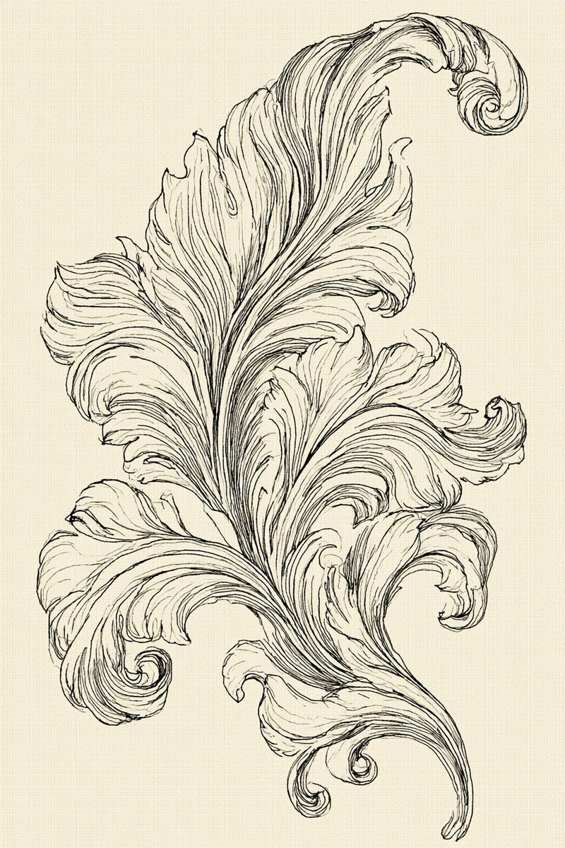 Large Curled Acanthus Motif from Baroque Scrollwork & Luxury Ornament Book 2, a digital embroidery design reference for machine embroidery designs, embroidery patterns and embroidery design reference.