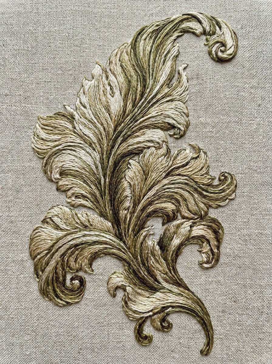Large Curled Acanthus Motif from Baroque Scrollwork & Luxury Ornament Book 2, a digital embroidery design reference for machine embroidery designs, embroidery patterns and embroidery design reference.