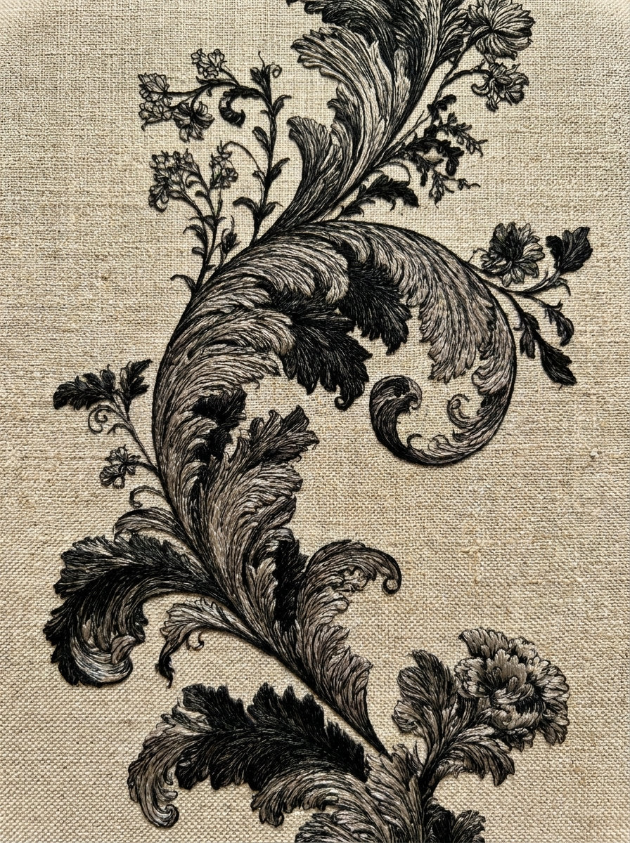 Large Decorative Curtain Panel from Baroque Scrollwork & Luxury Ornament Book 4, a digital embroidery design reference for machine embroidery designs, embroidery patterns and embroidery design reference.