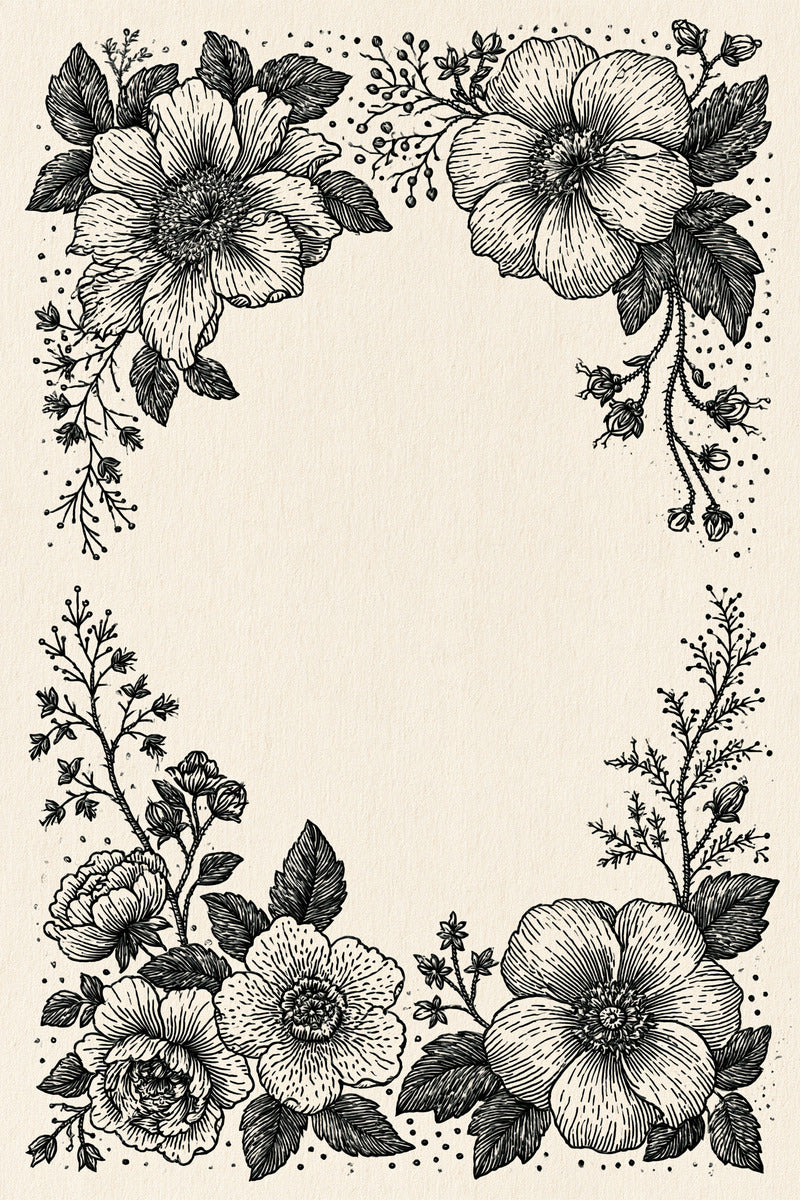 Large Floral Frame Motif Classic from Classic Frames & Borders Book 1, a digital embroidery design reference for machine embroidery designs, embroidery patterns and border and edge embroidery.