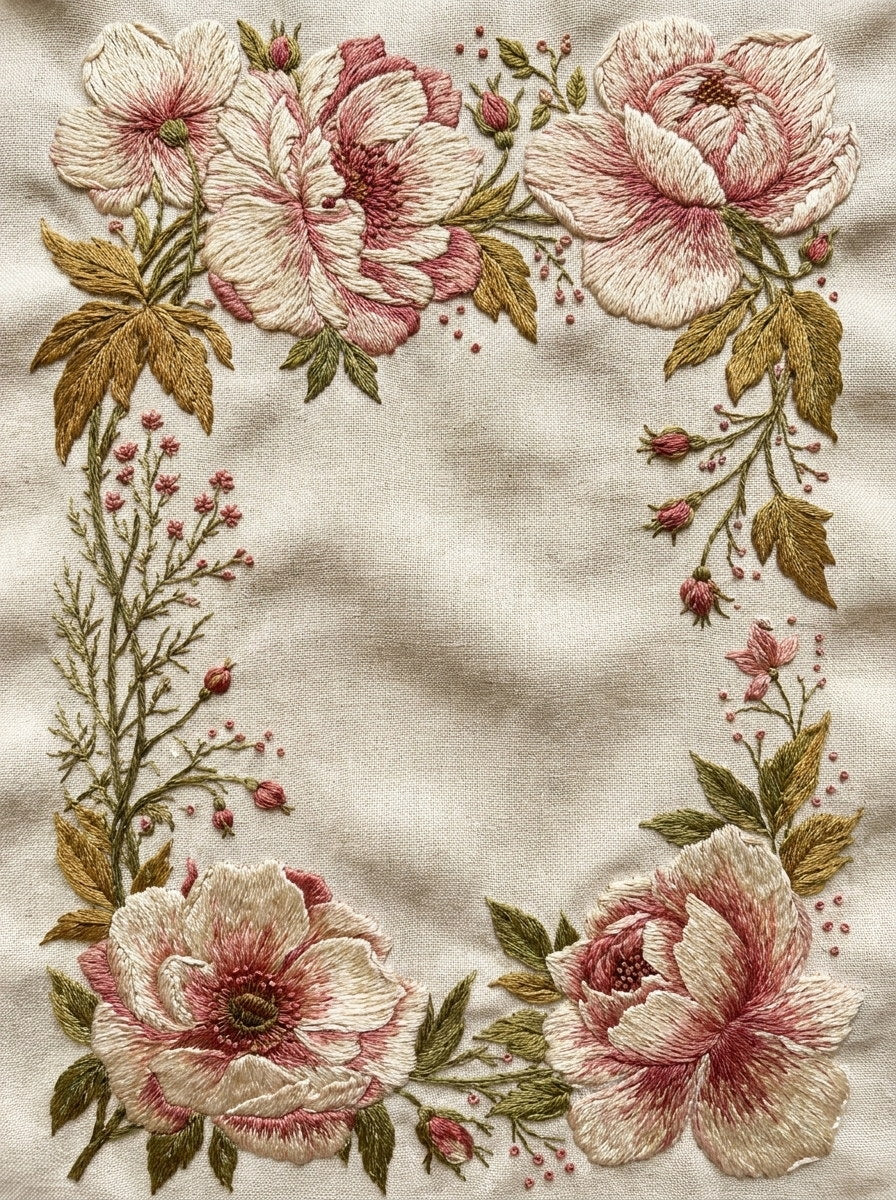Large Floral Frame Motif Classic from Classic Frames & Borders Book 3, a digital embroidery design reference for machine embroidery designs, embroidery patterns and border and edge embroidery.