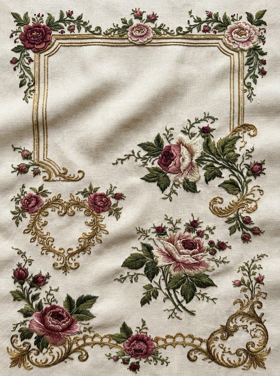 Large Frame And Border Set from Jumbo - Large Scale Designs Book 2, a digital embroidery design reference for machine embroidery designs, embroidery patterns and border and edge embroidery.
