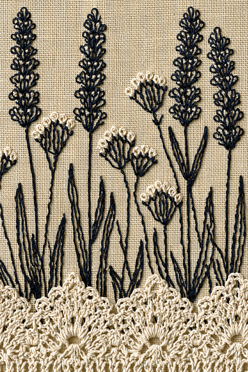 Lavender Inspired Crochet Border from Crochet Lace Borders & Edgings Book 1, a digital embroidery design reference for machine embroidery designs, embroidery patterns and border and edge embroidery.