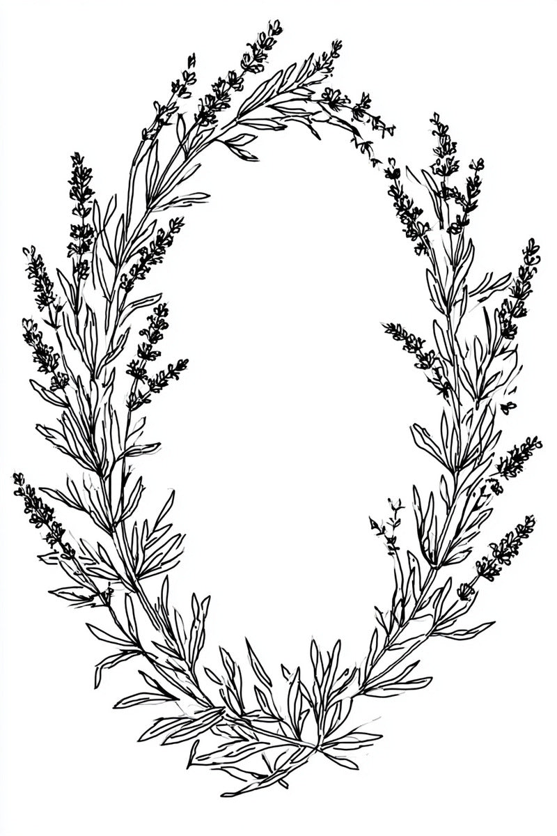 Lavender Oval Frame from Botanical Embroidery Designs Book 3, a digital embroidery design reference for machine embroidery designs, embroidery patterns and frames and monogram spaces.