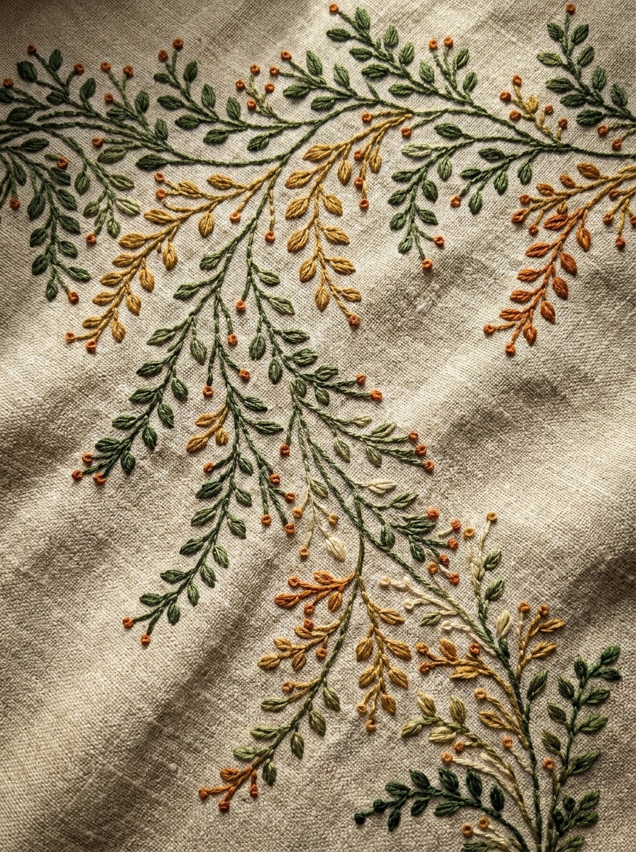 Leaf Cluster Border Unit Botanical from Botanical Sprig Library Book 1, a digital embroidery design reference for machine embroidery designs, embroidery patterns and border and edge embroidery.