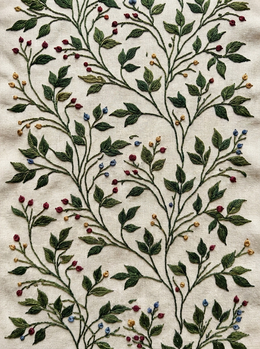Leaf Cluster Border Unit Botanical from Botanical Sprig Library Book 10, a digital embroidery design reference for machine embroidery designs, embroidery patterns and border and edge embroidery.