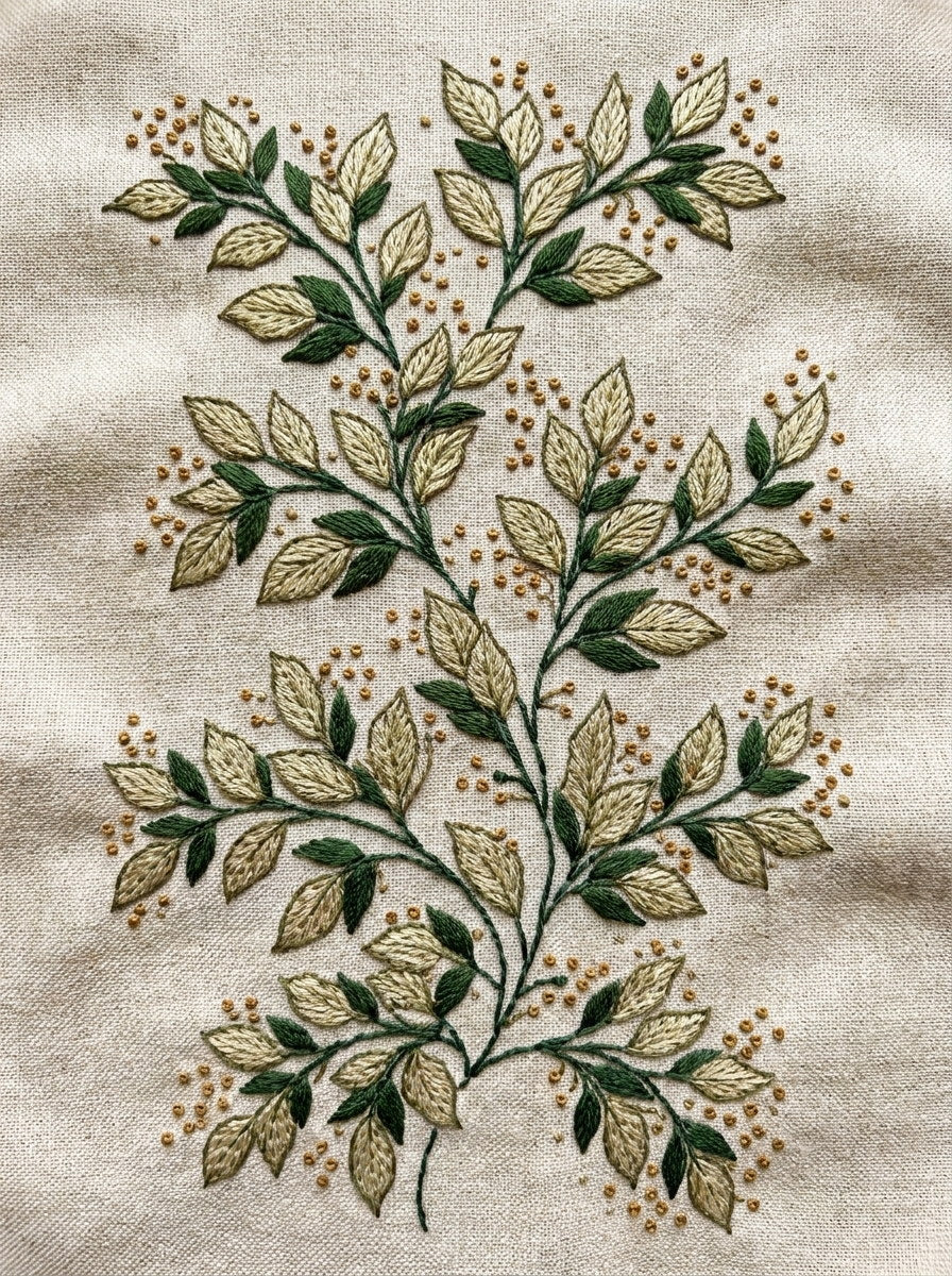 Leaf Cluster Border Unit Botanical from Botanical Sprig Library Book 3, a digital embroidery design reference for machine embroidery designs, embroidery patterns and border and edge embroidery.