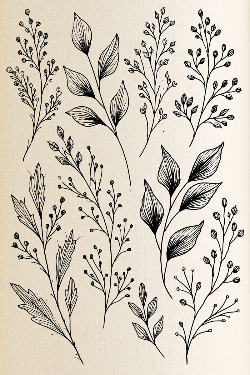 Leaf Cluster Botanical Library Plate from Botanical Sprig Library Book 2, a digital embroidery design reference for machine embroidery designs, embroidery patterns and small motif and accent designs.