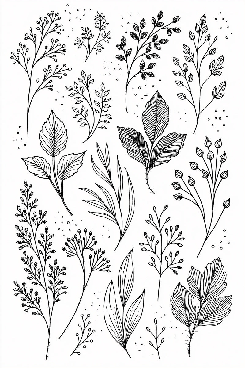 Leaf Cluster Botanical Library Plate from Botanical Sprig Library Book 7, a digital embroidery design reference for machine embroidery designs, embroidery patterns and small motif and accent designs.