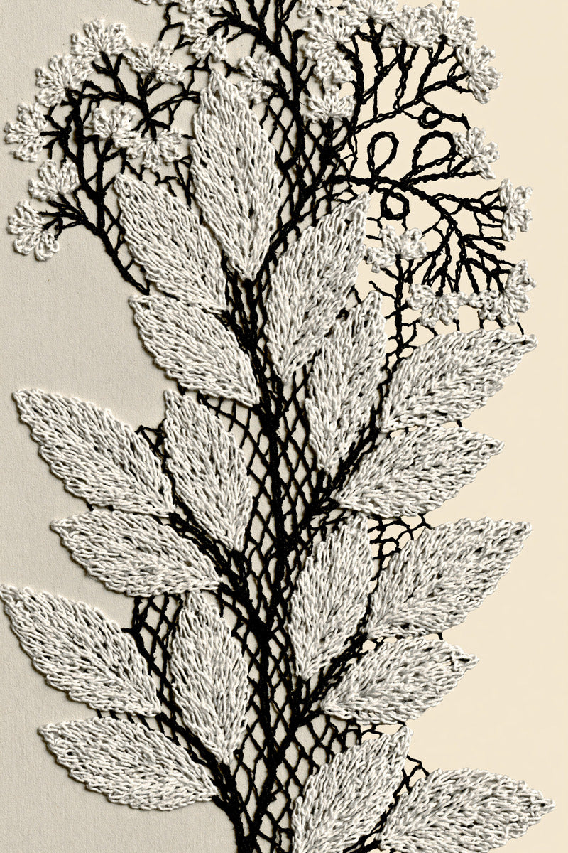 Leaf Spray Irish Lace Trim from Crochet Lace Borders & Edgings Book 3, a digital embroidery design reference for machine embroidery designs, embroidery patterns and border and edge embroidery.