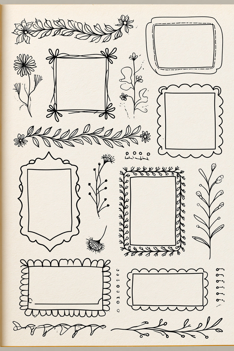 Line Art Border Frame Library from Line Art Embroidery Book 2, a digital embroidery design reference for machine embroidery designs, embroidery patterns and border and edge embroidery.