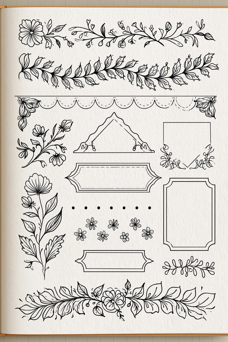 Line Art Borders Corners And from Line Art Embroidery Book 2, a digital embroidery design reference for machine embroidery designs, embroidery patterns and border and edge embroidery.