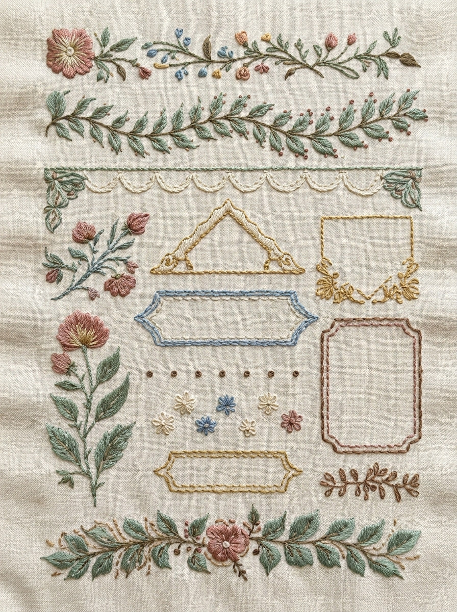 Line Art Borders Corners And from Line Art Embroidery Book 2, a digital embroidery design reference for machine embroidery designs, embroidery patterns and border and edge embroidery.