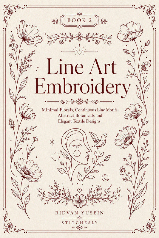 Line Art Embroidery Edition Two digital PDF book front cover.