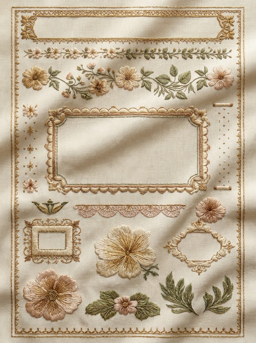 Line Art Frame And Border from Line Art Embroidery Book 2, a digital embroidery design reference for machine embroidery designs, embroidery patterns and border and edge embroidery.