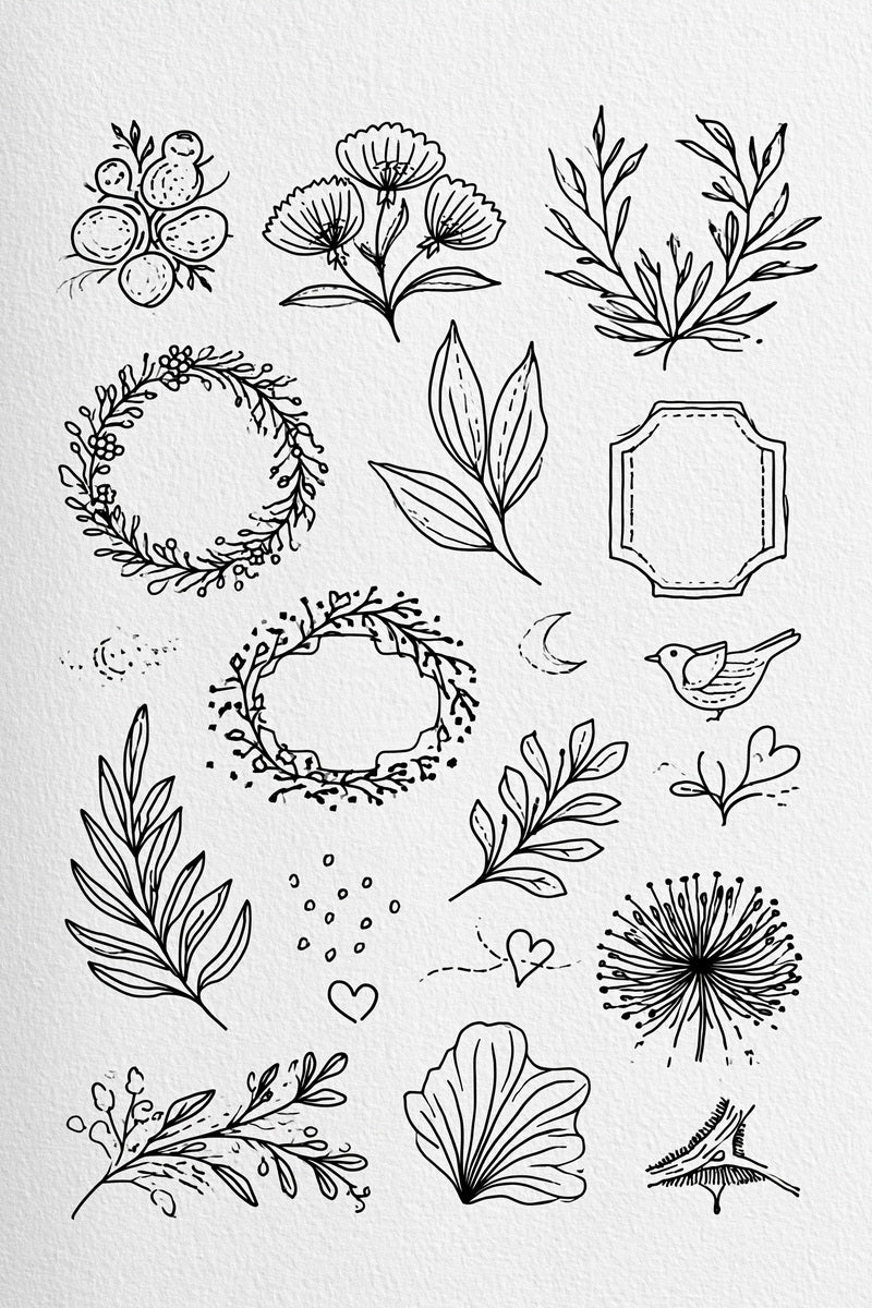 Line Art Keepsake Motif Plate from Line Art Embroidery Book 1, a digital embroidery design reference for machine embroidery designs, embroidery patterns and embroidery design reference.