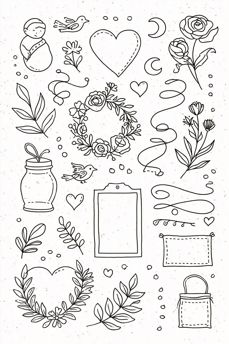 Line Art Keepsake Motif Plate from Line Art Embroidery Book 3, a digital embroidery design reference for machine embroidery designs, embroidery patterns and embroidery design reference.