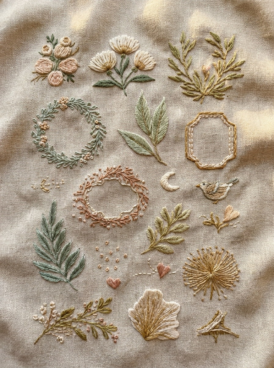 Line Art Keepsake Motif Plate from Line Art Embroidery Book 1, a digital embroidery design reference for machine embroidery designs, embroidery patterns and embroidery design reference.