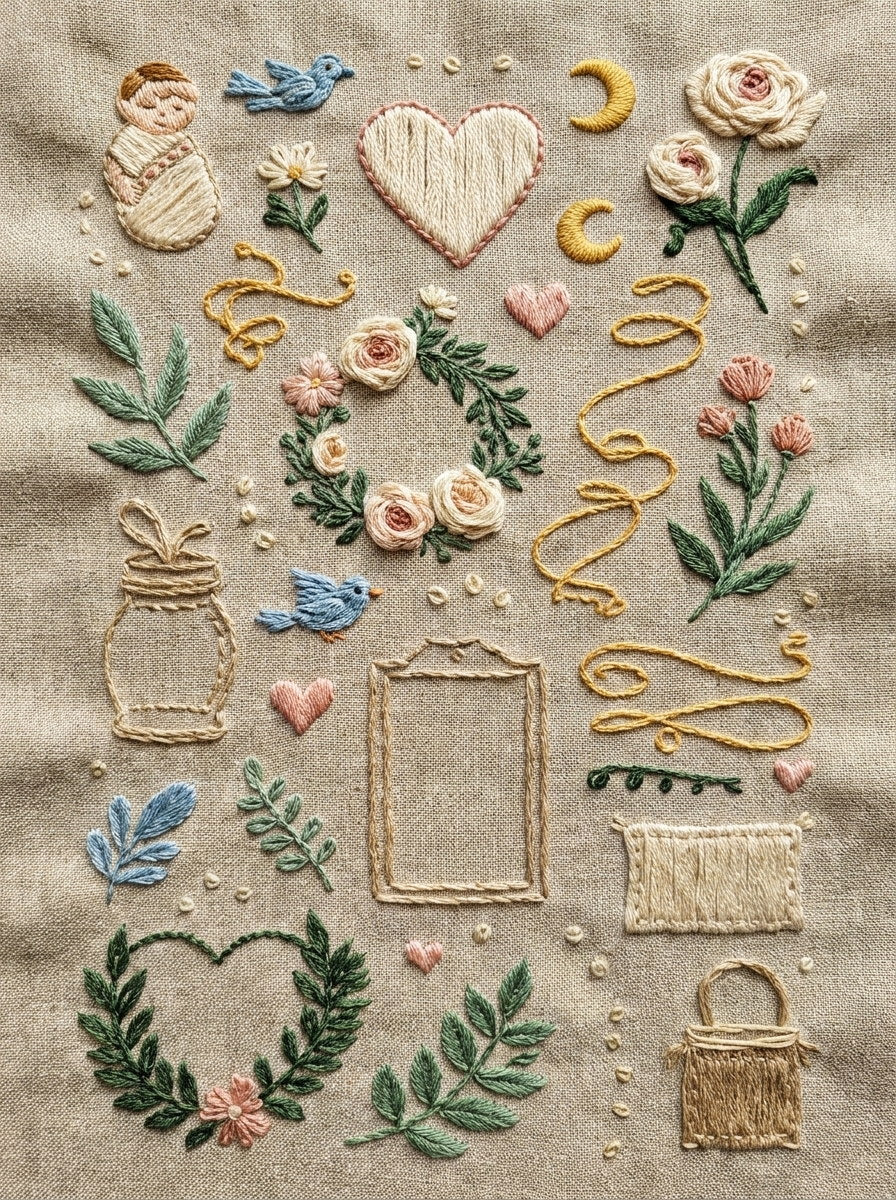 Line Art Keepsake Motif Plate from Line Art Embroidery Book 3, a digital embroidery design reference for machine embroidery designs, embroidery patterns and embroidery design reference.