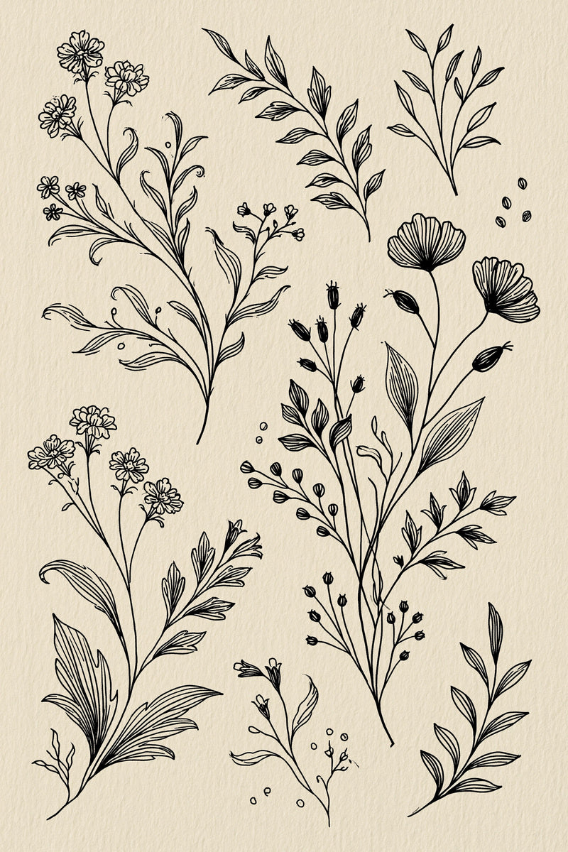 Linen And Gift Sprig Library 02 from Botanical Sprig Library Book 7, a digital embroidery design reference for machine embroidery designs, embroidery patterns and linen and home textile projects.