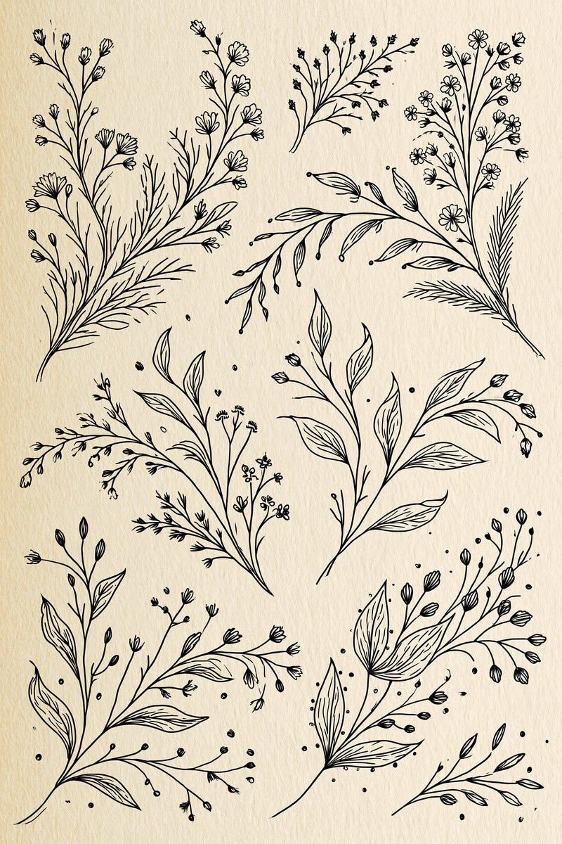 Linen And Gift Sprig Library from Botanical Sprig Library Book 5, a digital embroidery design reference for machine embroidery designs, embroidery patterns and linen and home textile projects.