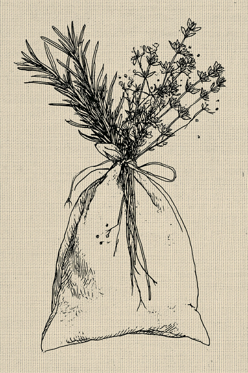 Linen Pouch Herb Motif Kitchen 02 from Kitchen Towels & Aprons Embroidery Book 1, a digital embroidery design reference for machine embroidery designs, embroidery patterns and linen and home textile projects.