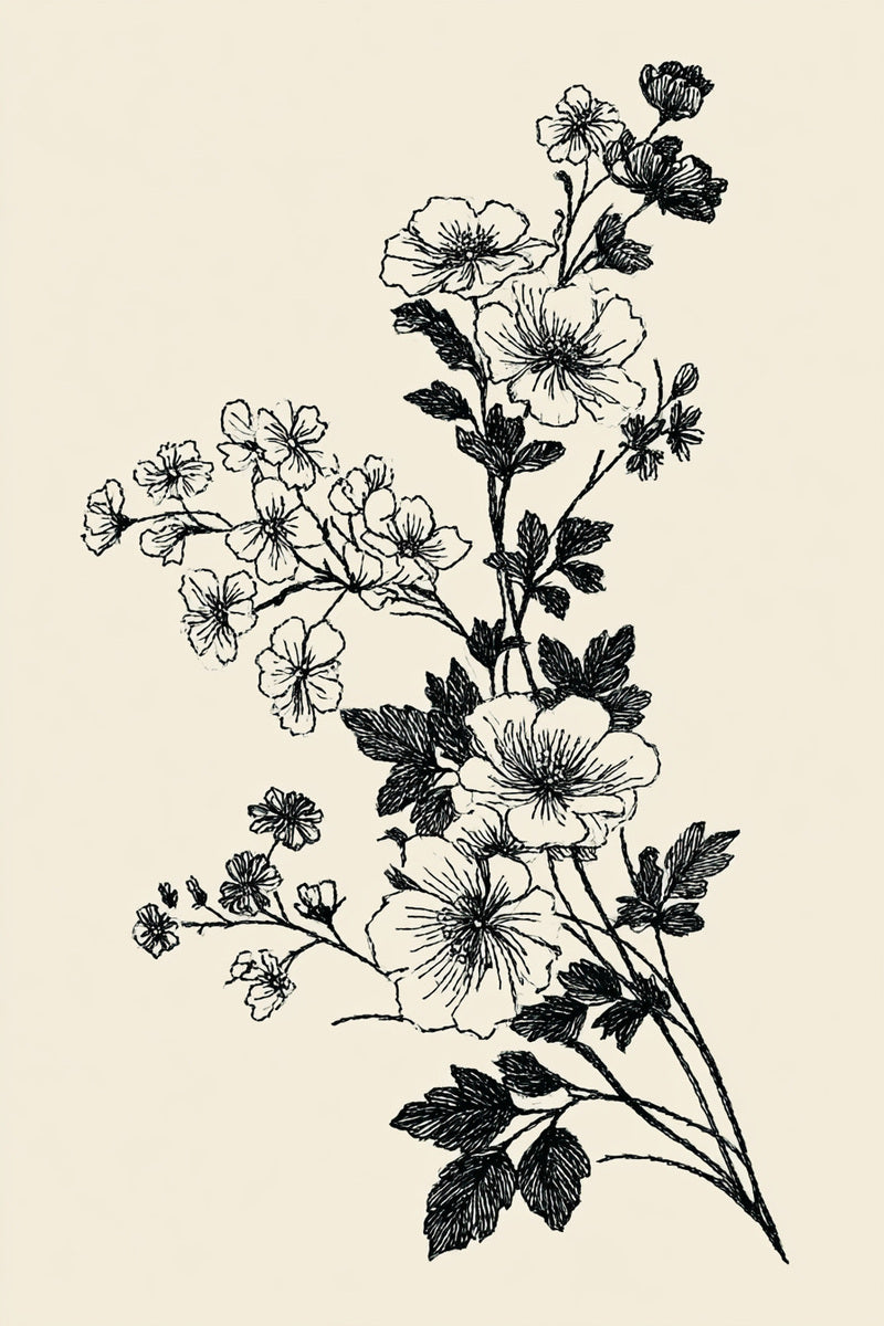Little Garden Corner Accent from Botanical Embroidery Designs Book 2, a digital embroidery design reference for machine embroidery designs, embroidery patterns and corner embroidery.
