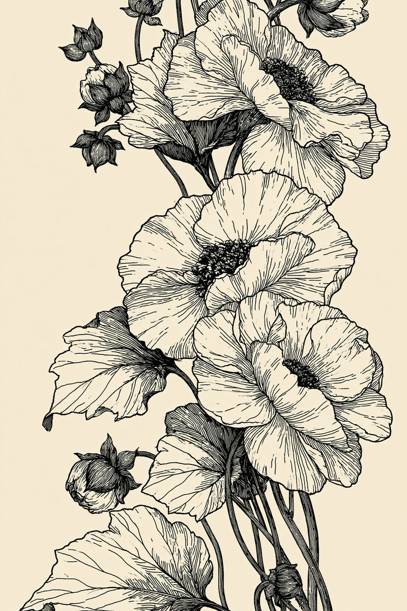 Long Format Botanical Border Jumbo from Jumbo - Large Scale Designs Book 1, a digital embroidery design reference for machine embroidery designs, embroidery patterns and border and edge embroidery.
