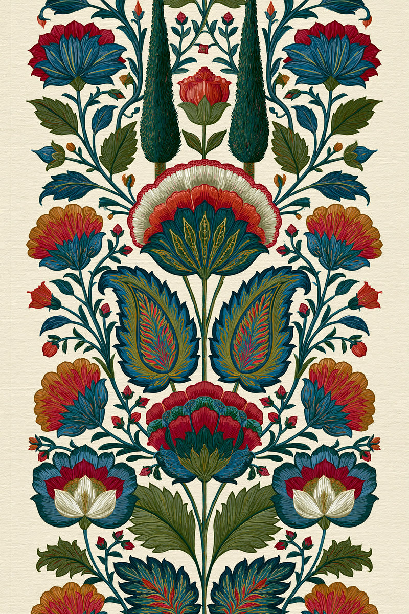 Luxury Garden Home Linen Border from Mughal & Persian Garden Embroidery Book 6, a digital embroidery design reference for machine embroidery designs, embroidery patterns and border and edge embroidery.