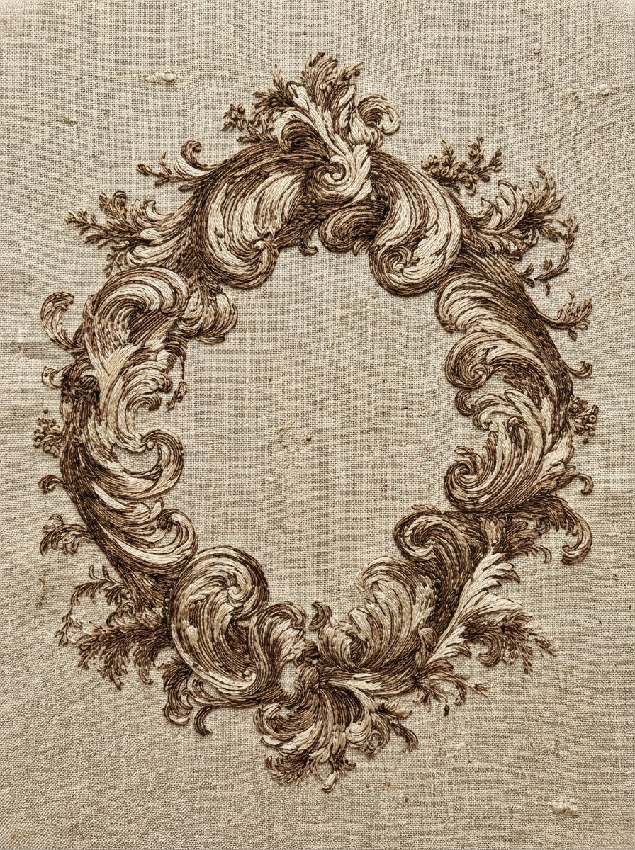 Luxury Scroll Wreath Frame from Baroque Scrollwork & Luxury Ornament Book 2, a digital embroidery design reference for machine embroidery designs, embroidery patterns and frames and monogram spaces.