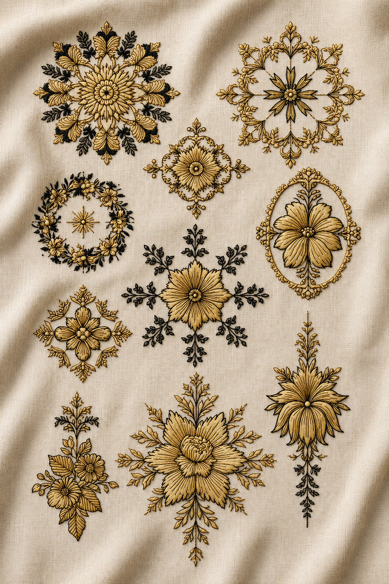 Main Motif System Sampler Modular 1 from Modular & Combine Friendly Embroidery Systems Book 1, a digital embroidery design reference for machine embroidery designs, embroidery patterns and embroidery design reference.