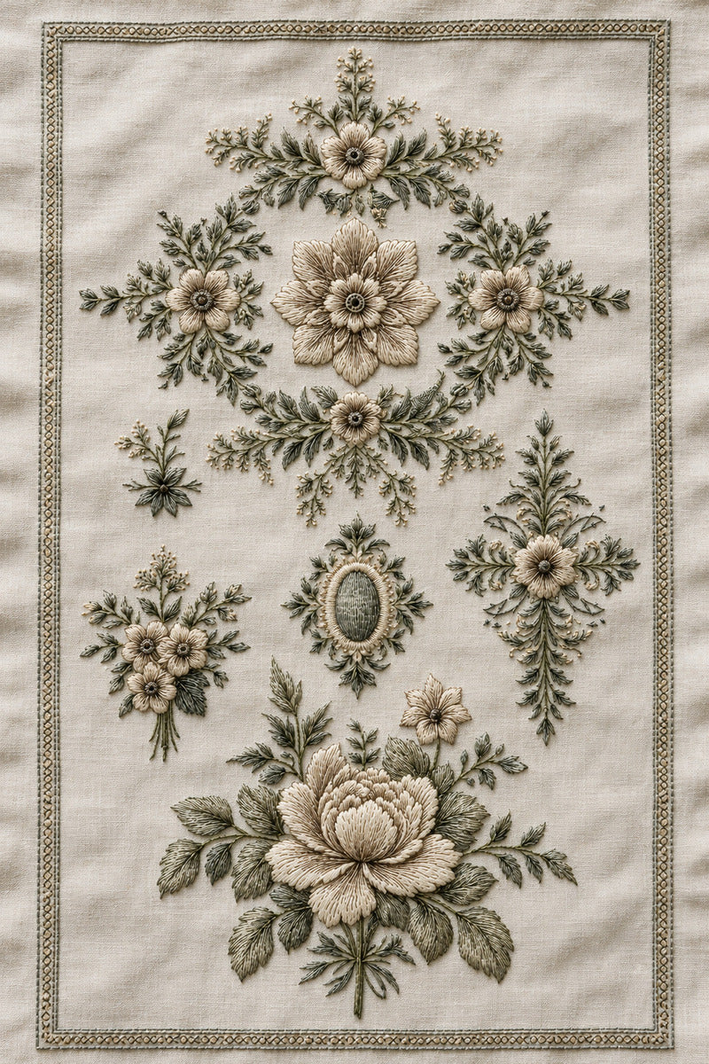Main Motif System Sampler Modular 1 from Modular & Combine Friendly Embroidery Systems Book 4, a digital embroidery design reference for machine embroidery designs, embroidery patterns and embroidery design reference.