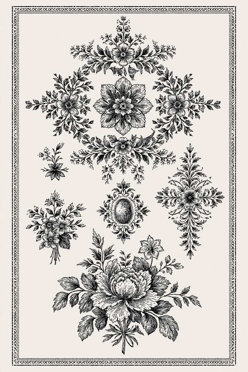 Main Motif System Sampler Modular from Modular & Combine Friendly Embroidery Systems Book 4, a digital embroidery design reference for machine embroidery designs, embroidery patterns and embroidery design reference.