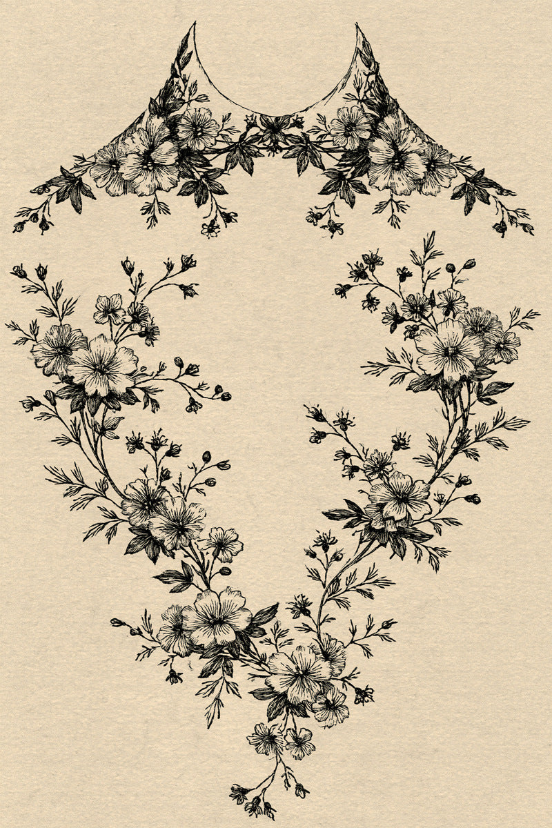 Matching Collar And Cuff Floral from Necklines & Collars Embroidery Book 2, a digital embroidery design reference for machine embroidery designs, embroidery patterns and garment placement ideas.