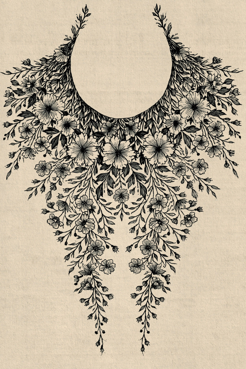 Matching Collar And Cuff Floral from Necklines & Collars Embroidery Book 3, a digital embroidery design reference for machine embroidery designs, embroidery patterns and garment placement ideas.