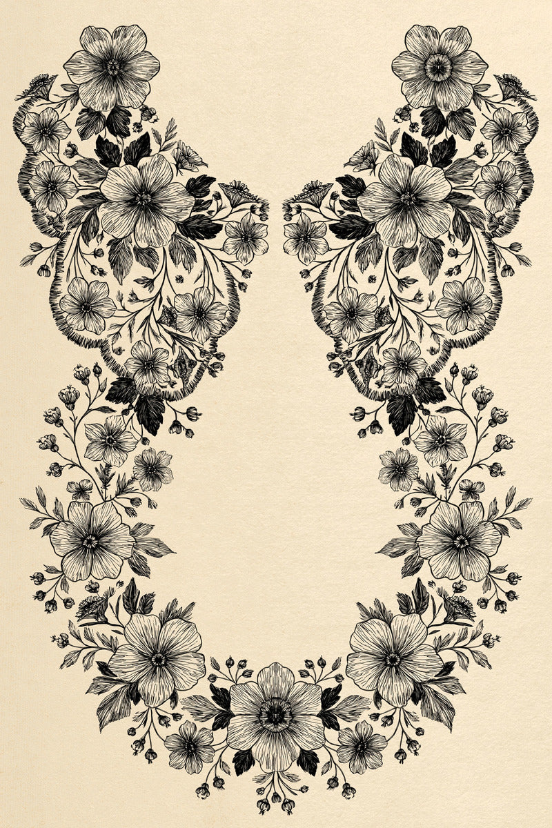 Matching Collar And Cuff Floral from Necklines & Collars Embroidery Book 4, a digital embroidery design reference for machine embroidery designs, embroidery patterns and garment placement ideas.
