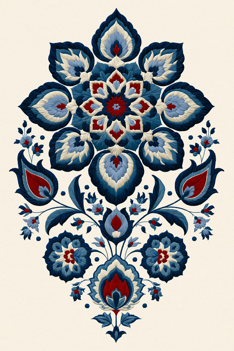 Medallion Rosette And Garden Symmetry from Mughal & Persian Garden Embroidery Book 4, a digital embroidery design reference for machine embroidery designs, embroidery patterns and botanical and floral embroidery.