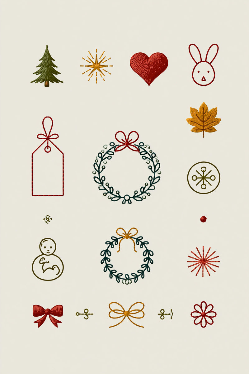 Micro Seasonal And Gift Library from Accent Designs & Mini Motif Library Book 1, a digital embroidery design reference for machine embroidery designs, embroidery patterns and seasonal embroidery motifs.