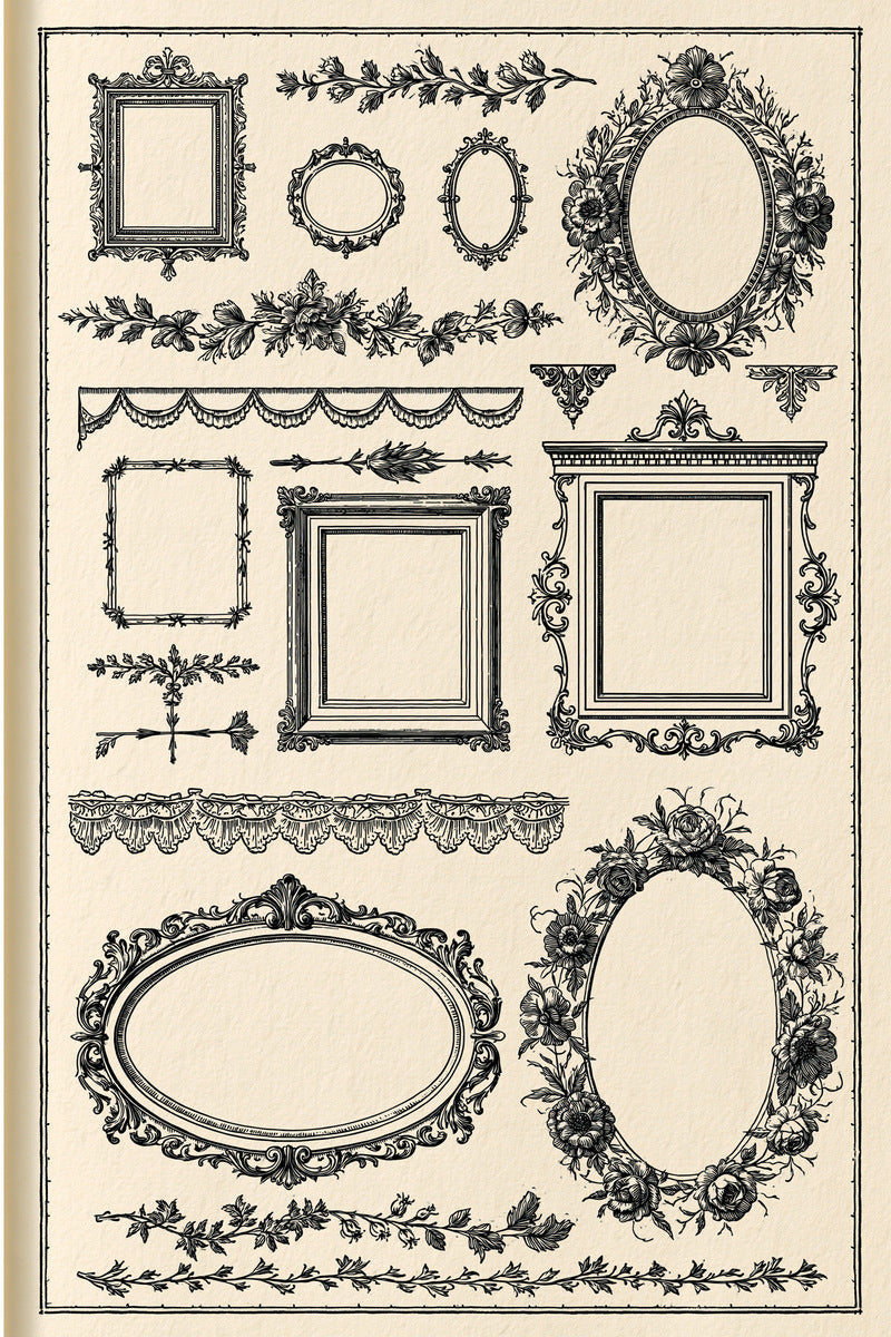 Mini And Large Frame Sampler 02 from Classic Frames & Borders Book 2, a digital embroidery design reference for machine embroidery designs, embroidery patterns and border and edge embroidery.