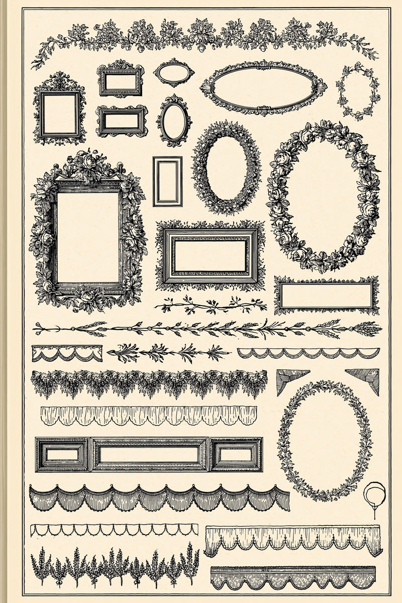 Mini And Large Frame Sampler 02 from Classic Frames & Borders Book 5, a digital embroidery design reference for machine embroidery designs, embroidery patterns and border and edge embroidery.