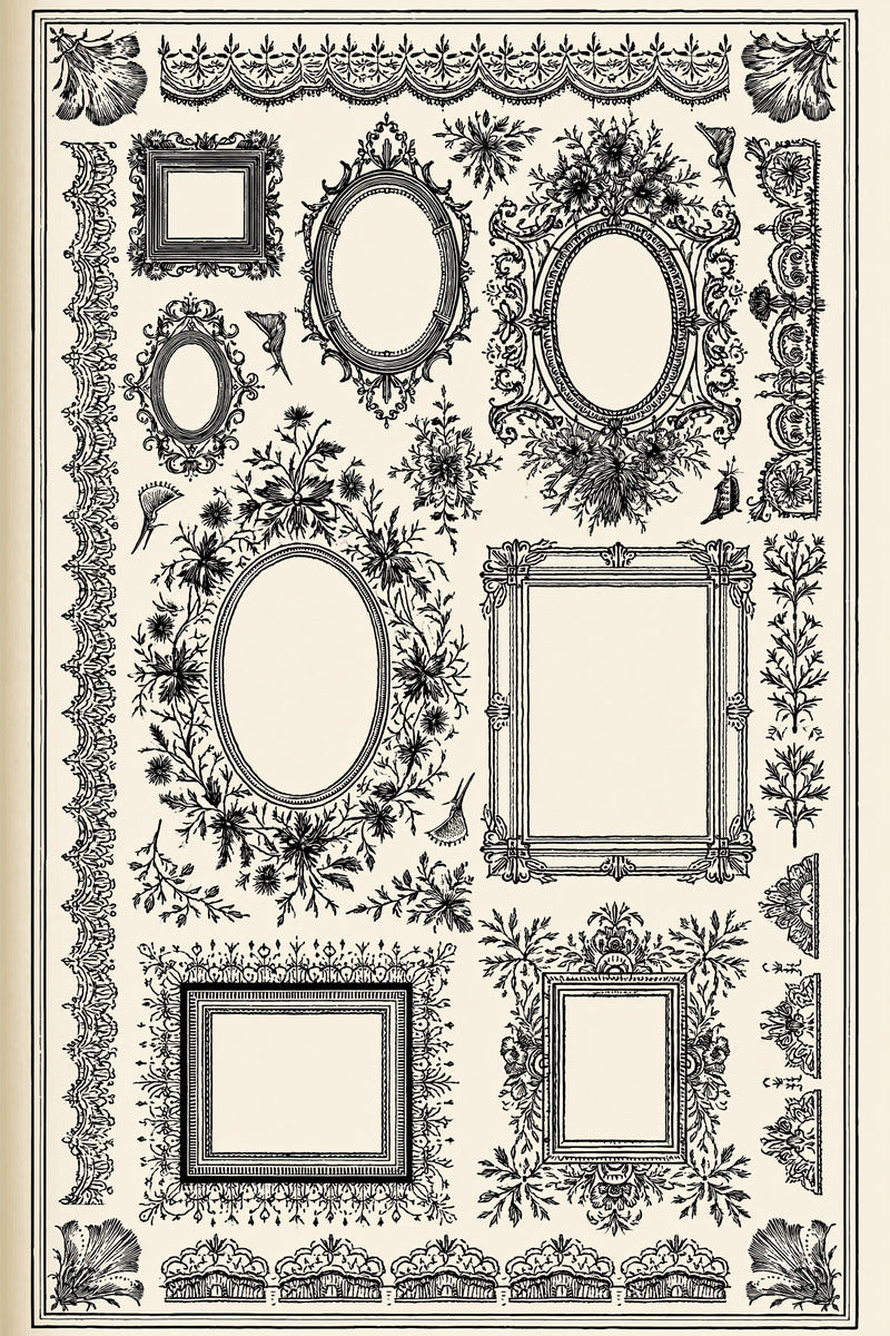 Mini And Large Frame Sampler from Classic Frames & Borders Book 8, a digital embroidery design reference for machine embroidery designs, embroidery patterns and border and edge embroidery.