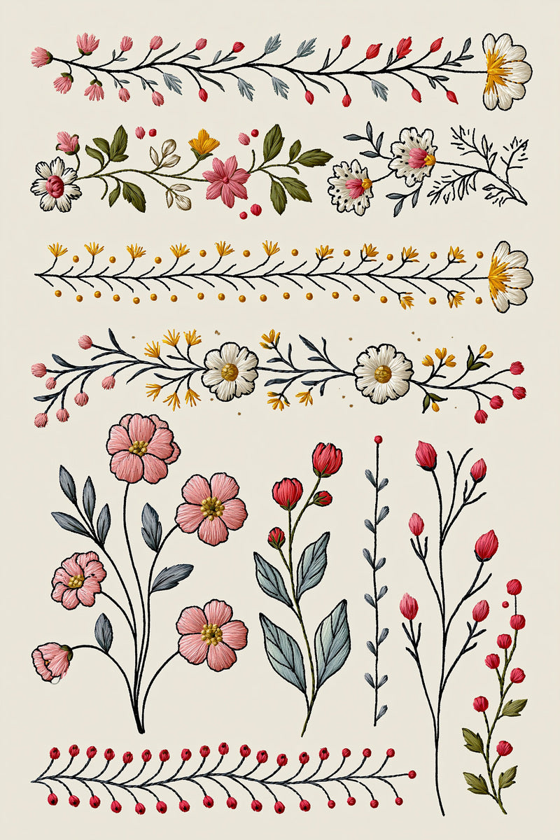 Mini Border And Connector Library from Accent Designs & Mini Motif Library Book 4, a digital embroidery design reference for machine embroidery designs, embroidery patterns and border and edge embroidery.